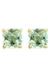 Effy 14k Yellow Gold Cushion Cut Green Quartz Stud Earrings In Green