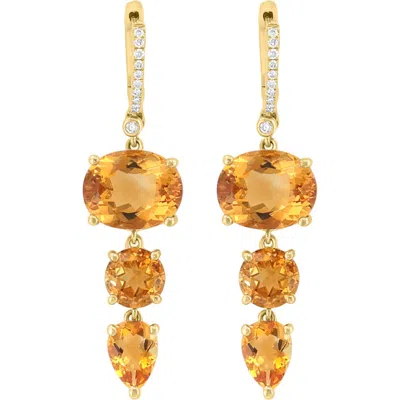 Effy 14k Yellow Gold Diamond Accent Citrine Drop Earrings