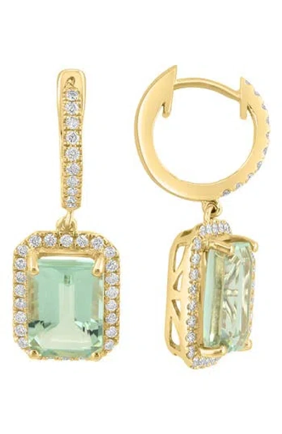 Effy 14k Yellow Gold Diamond & Amethyst Drop Earrings In Gold/green