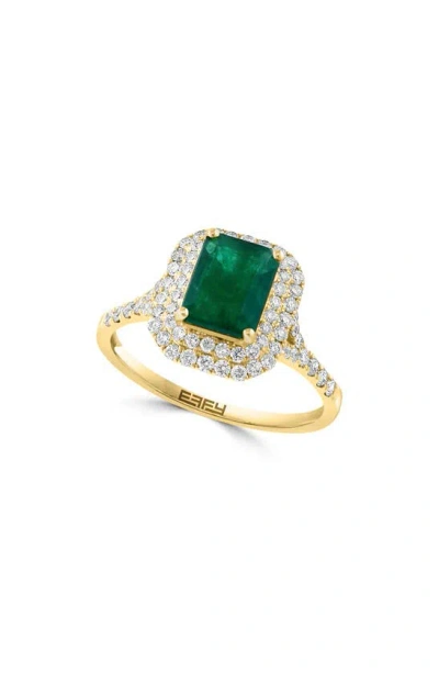Effy 14k Yellow Gold Diamond & Emerald Cocktail Ring