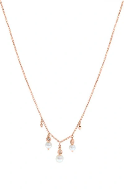 Effy 14k Yellow Gold Diamond & Freshwater Pearl Fringe Necklace