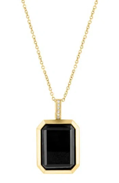 Effy 14k Yellow Gold Diamond & Onyx Pendant Necklace In Black