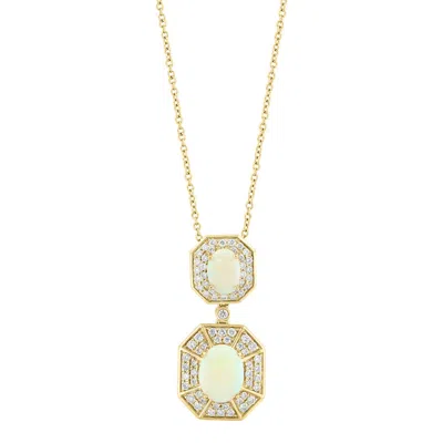 Effy 14k Yellow Gold Diamond & Opal Double Drop Pendant