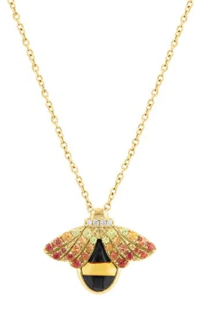Effy 14k Yellow Gold Diamond & Semiprecious Stone Bee Pendant Necklace