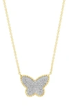 Effy 14k Yellow Gold Diamond Butterfly Pendant Necklace In Gold