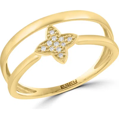 Effy 14k Yellow Gold Diamond Clover Double Band Ring In Green