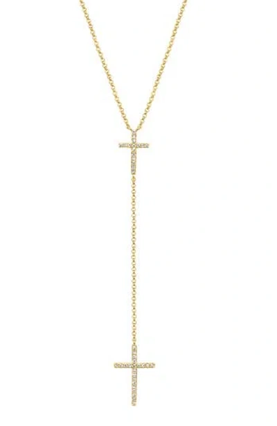 Effy 14k Yellow Gold Diamond Cross Y-necklace