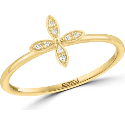 Effy 14k Yellow Gold Diamond Flower Ring In Brown