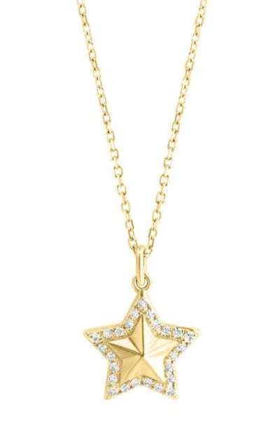 Effy 14k Yellow Gold Diamond Halo Star Pendant Necklace