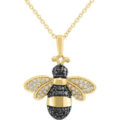 Effy 14k Yellow Gold Diamond Honeybee Pendant In Black