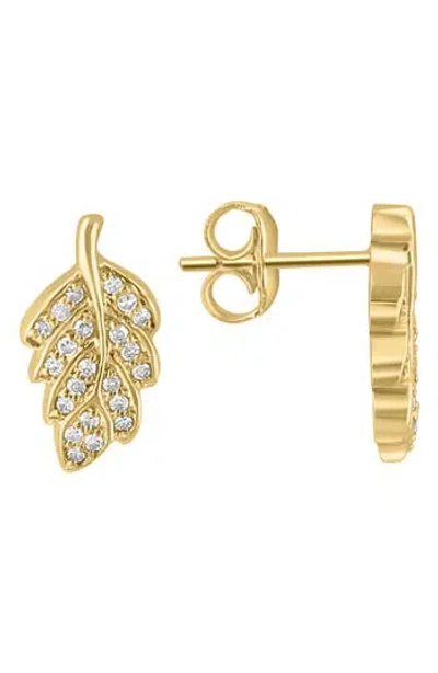 Effy 14k Yellow Gold Diamond Leaf Stud Earrings