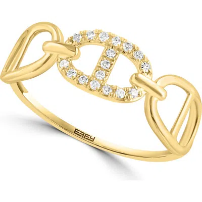 Effy 14k Yellow Gold Diamond Mariner Link Ring