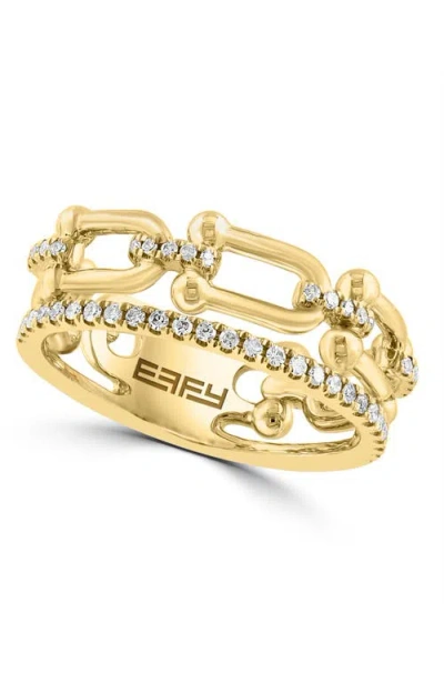 Effy 14k Yellow Gold Diamond Paperclip Link Ring