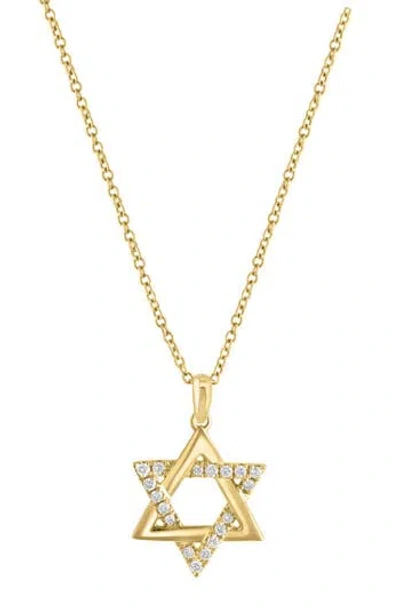 Effy 14k Yellow Gold Diamond Star Of David Pendant Necklace