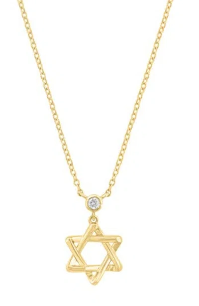 Effy 14k Yellow Gold Diamond Star Of David Pendant Necklace