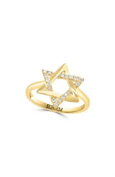Effy 14k Yellow Gold Diamond Star Of David Ring