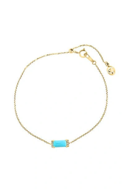 Effy 14k Yellow Gold Diamond Turquoise Center Bar Bracelet In Multi