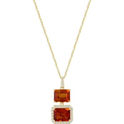 Effy 14k Yellow Gold Diamond,citrine,madera Citrine Pendant In Multi