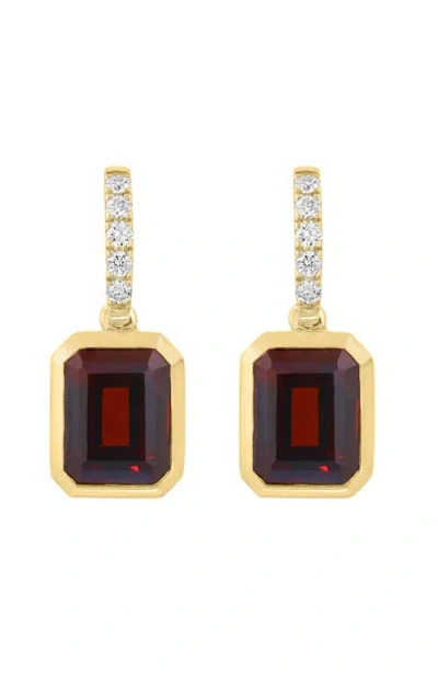 Effy 14k Yellow Gold Diamond,garnet Earrings In Multi