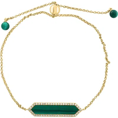 Effy 14k Yellow Gold Diamond Malachite Bracelet In Red