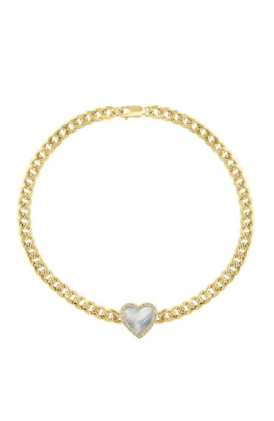 Effy 14k Yellow Gold Diamond Mother Of Pearl Heart Bracelet