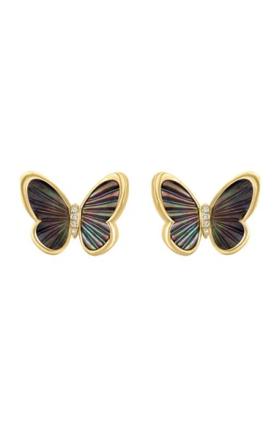 Effy 14k Yellow Gold Diamond,mother Of Pearl Earrings