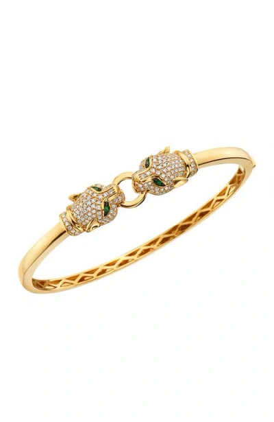 Effy 14k Yellow Gold Diamond,natural Emerald Bangle