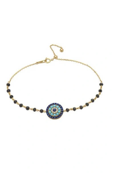 Effy 14k Yellow Gold Diamond,sapphire,turquoise,black Spinel Bracelet