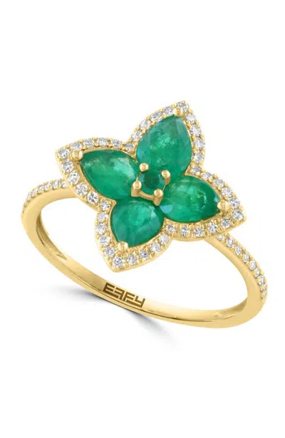 Effy 14k Yellow Gold Emerald Butterfly Ring In Green