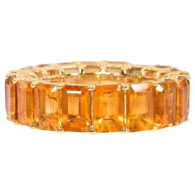 Pre-owned Effy 14k Yellow Gold Emerald Cut 9.00ctw Citrine Eternity Band