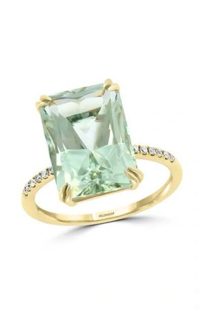 Effy 14k Yellow Gold Emerald Cut Green Amethyst & Diamond Ring In Pink