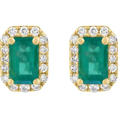 Effy 14k Yellow Gold Emerald Elegance Stud Earrings In Green