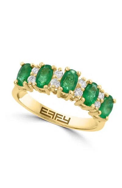 Effy 14k Yellow Gold Emerald Garden Diamond Ring In Green
