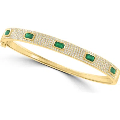 Effy 14k Yellow Gold Emerald Royale Diamond Bangle In Green