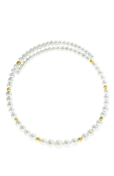 Effy 14k Yellow Gold Freshwater Pearl & Gold Bead Strand Necklace In Orange