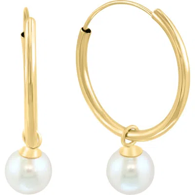 Effy 14k Yellow Gold Freshwater Pearl Drop Hoop Earrings