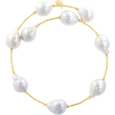 Effy 14k Yellow Gold Freshwater Pearl Station Bracelet In Gray