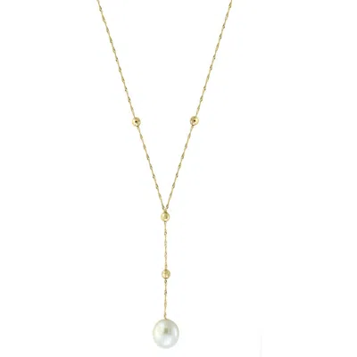 Effy 14k Yellow Gold Frsh Water Pearl Lariat Necklace In Red