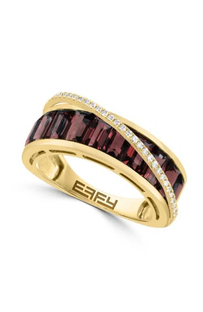 Effy 14k Yellow Gold Garnet & Diamond Channel Set Ring In Brown