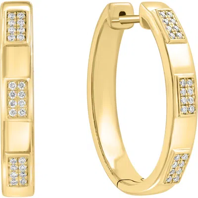 Effy 14k Yellow Gold Geometric Bar Diamond Hoop Earrings In White