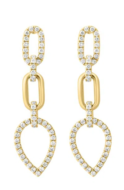 Effy 14k Yellow Gold Golden Heart Diamond Link Earrings In Metallic Gold