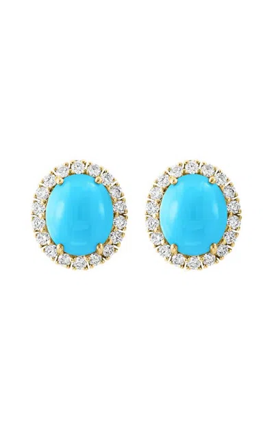 Effy 14k Yellow Gold Golden Sky Turquoise Stud Earrings In Blue
