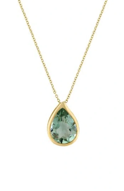 Effy 14k Yellow Gold Green Amethyst Pendant Necklace