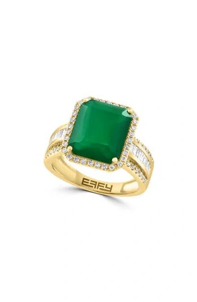 Effy 14k Yellow Gold Green Onyx & Diamond Ring In Yellow Gold/green