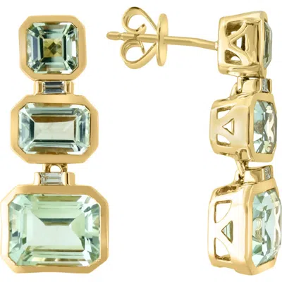 Effy 14k Yellow Gold Green Quartz & Diamond Drop Earrings In Yellow Gold/green