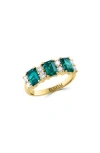 Effy 14k Yellow Gold Lab-created Semiprecious Stone & Diamond Ring In Green