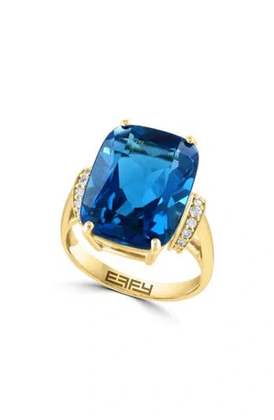Effy 14k Yellow Gold London Blue Topaz & Diamond Ring