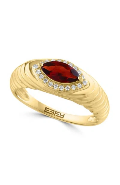 Effy 14k Yellow Gold Marquise Garnet & Diamond Fluted Ring