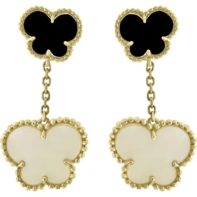 Effy 14k Yellow Gold ,mother Of Pearl,onyx Earrings
