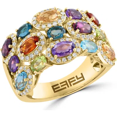 Effy 14k Yellow Gold Multi-gemstone Diamond Gallery Ring